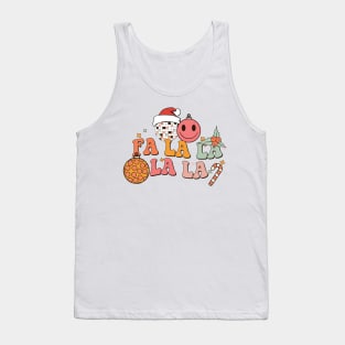 Groovy Fa La La La La Retro Disco Ball Santa Hat Ugly Christmas Sweater Tank Top